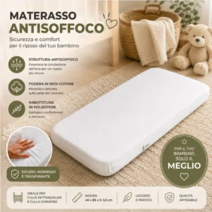 Materasso antisoffoco per culle rettangolari - cm 46 x 86 x h 3,5