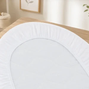 Coprimaterasso per letto ovale Rondò bianco - cm 62 x 126 x h 13