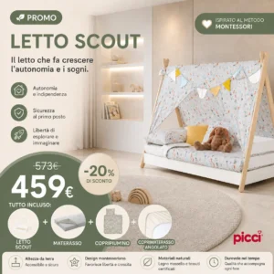 PROMO LETTO SCOUT 2024 non trasformabile - Fine serie - cm 168 x 94,5x h 152,5